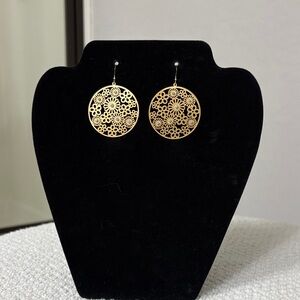 Brighton Large Gold Floral Earrings with crystals ,beautiful!